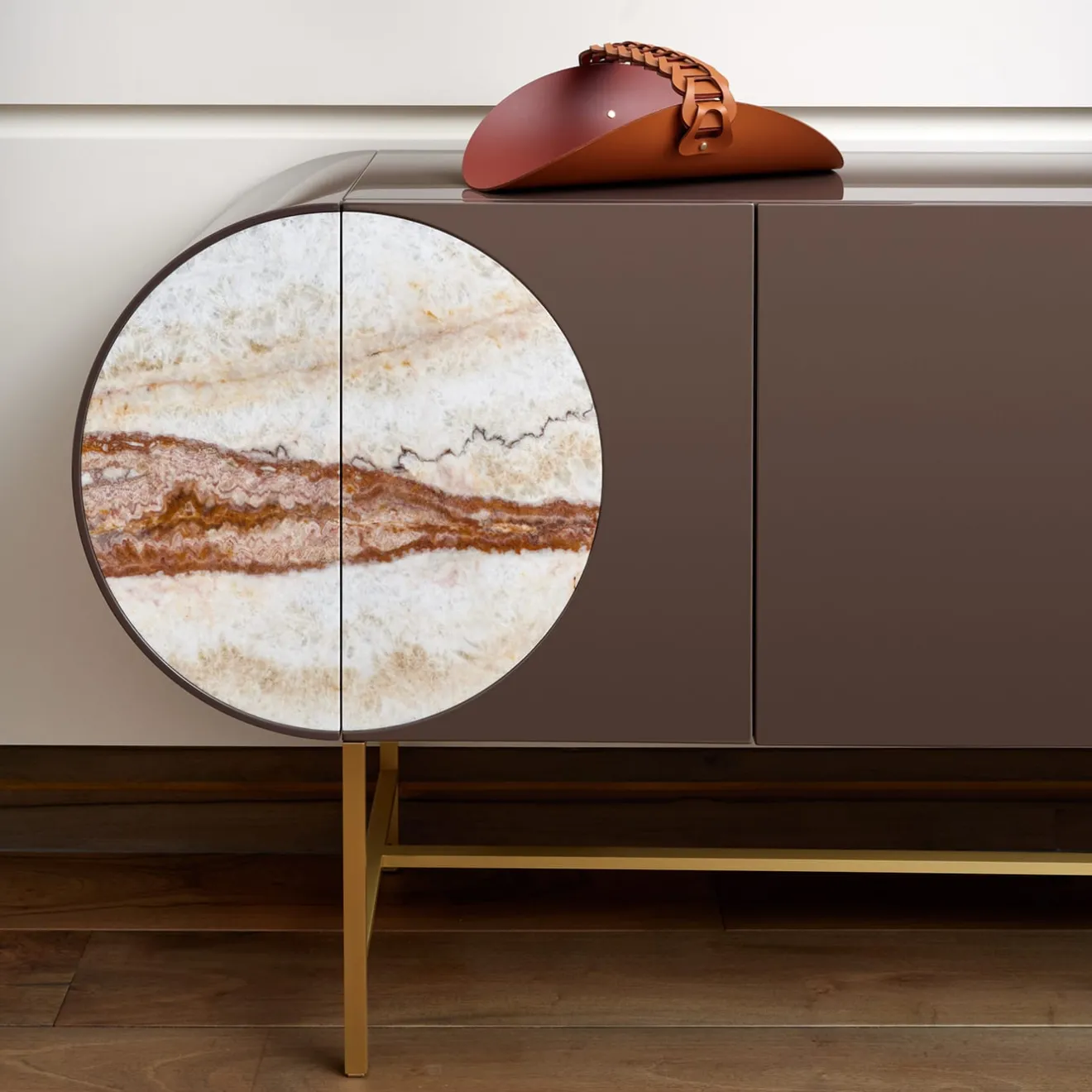 ADJ Style Cestino Riviera in pelle Cognac e Bordeaux