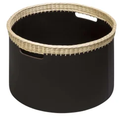 Rabitti 1969 Cestino rotondo grande Como in pelle nera