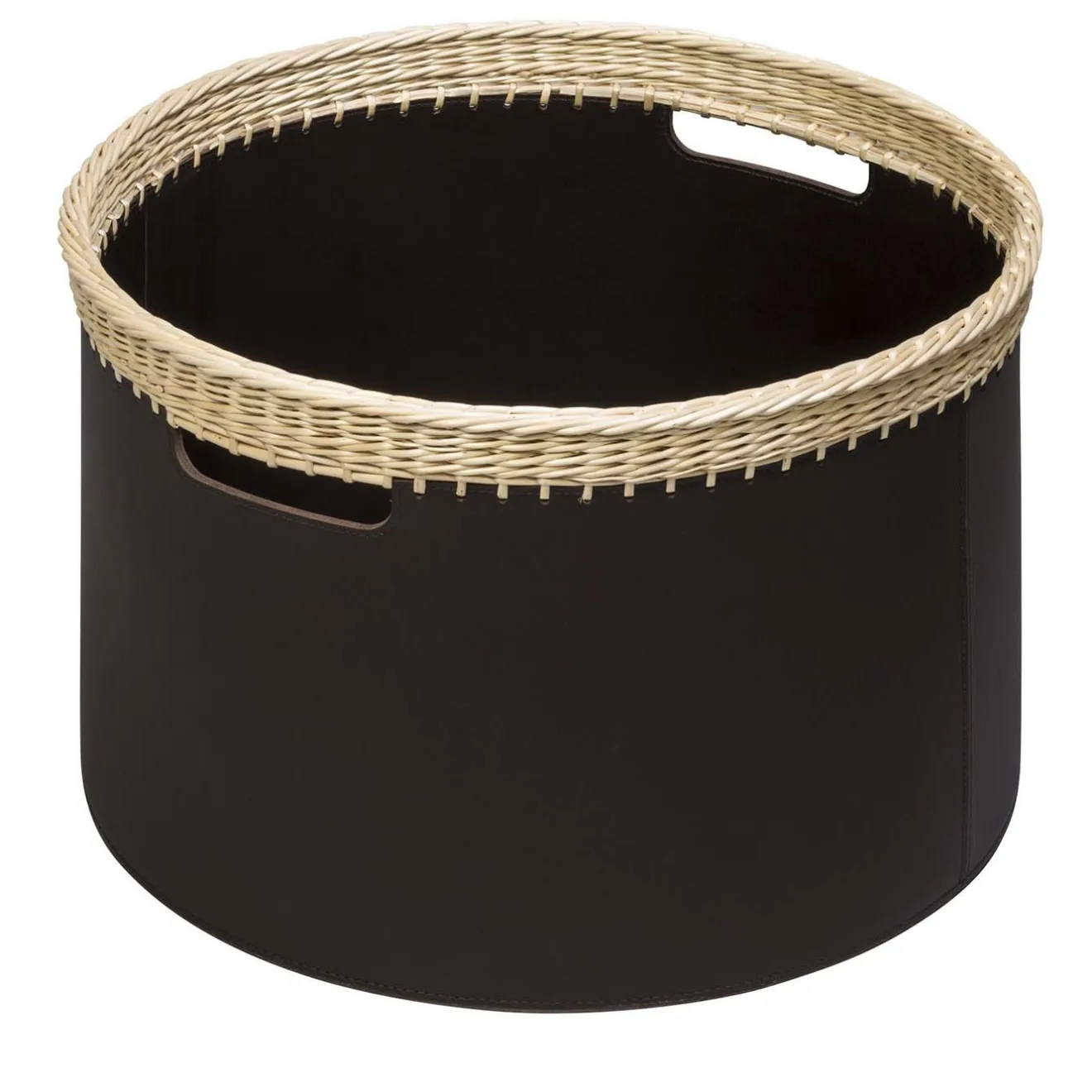 Rabitti 1969 Cestino rotondo grande Como in pelle nera