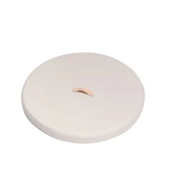 Marricreo Cesto da bucato in ecopelle crema con coperchio di Ponza annodato