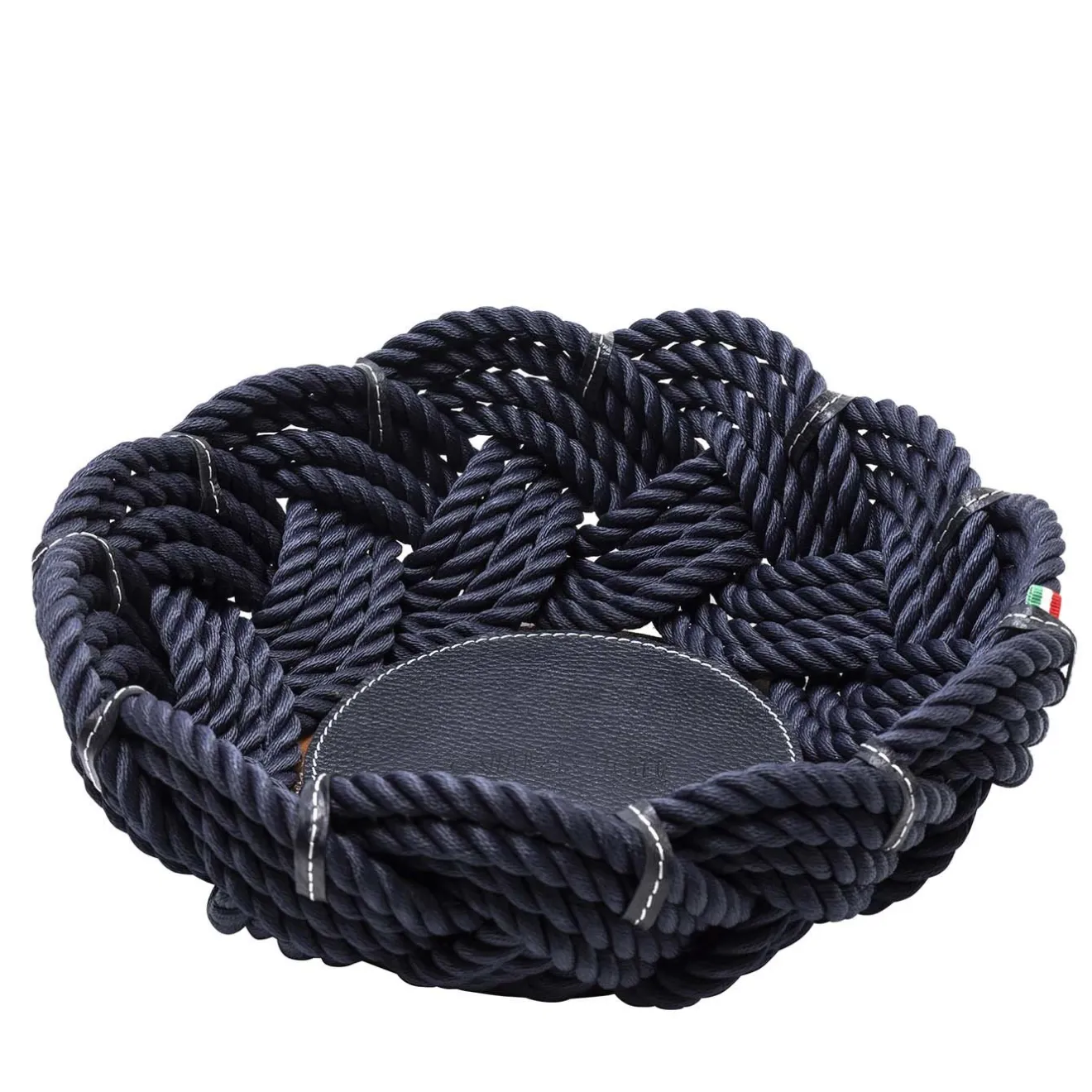 Marricreo Cesto rotondo di corda blu grande