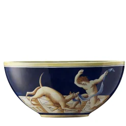 GINORI 1735 Cherubino con cane Ciotola ovale blu - Edizione limitata di Gio Ponti