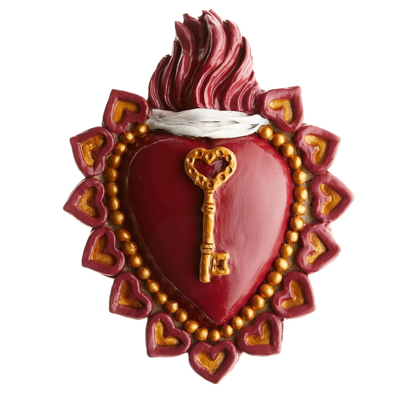 Cuore di Argilla CHIAVE AMORE TROVATO CUORE IN CERAMICA ROSSA E ORO
