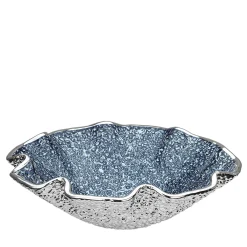 IVV Ciotola Decorativa in Vetro Azzurro a Scallop Lirica