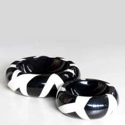 Extroverso Ciotola rotonda Deco in bianco e nero
