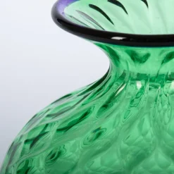 Officine di Murano 1295 Cipolla Balloton Vaso verde con bordo blu