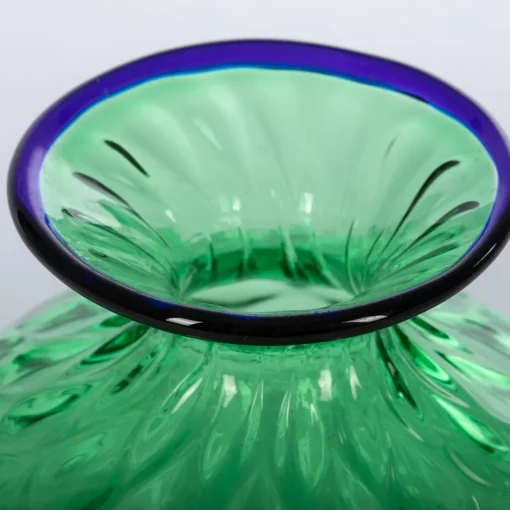 Officine di Murano 1295 Cipolla Balloton Vaso verde con bordo blu