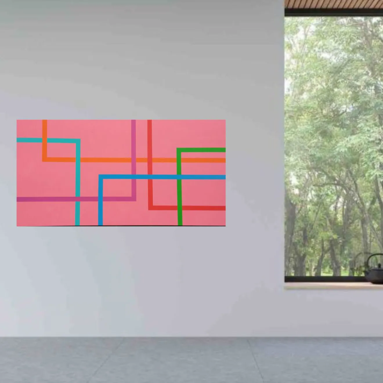 Le Meduse Color Spaces In Fondo è Rosa Pittura acrilica su tela