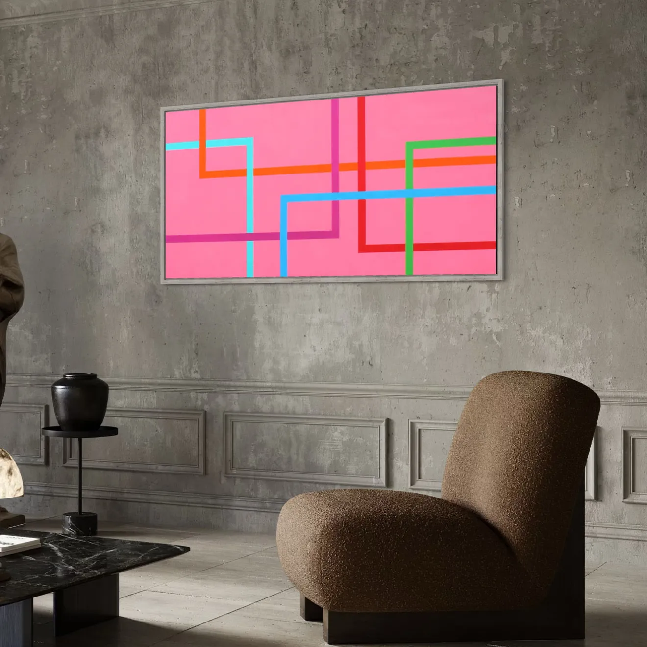 Le Meduse Color Spaces In Fondo è Rosa Pittura acrilica su tela