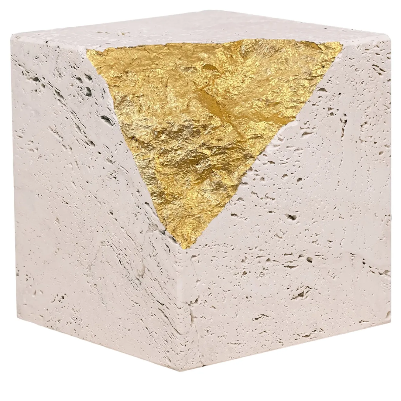 Alimonti Milano Colpo Da Maestro Ostuni Scultura cubica in travertino foglia oro