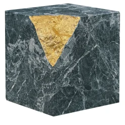 Alimonti Milano Colpo Da Maestro Scultura cubica in marmo argentato foglia oro