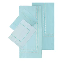 TessilArte Completo Letto Ametista Azzurro Chiaro Ricamato in Raso di Cotone