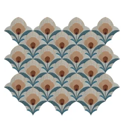 Studio Le Nid Composizione di Piastrelle in Ceramica Multicolore Karma con Motivo Floreale