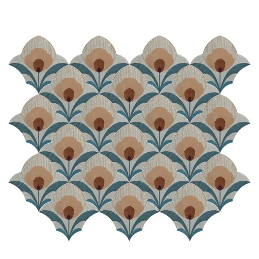 Studio Le Nid Composizione di Piastrelle in Ceramica Multicolore Karma con Motivo Floreale