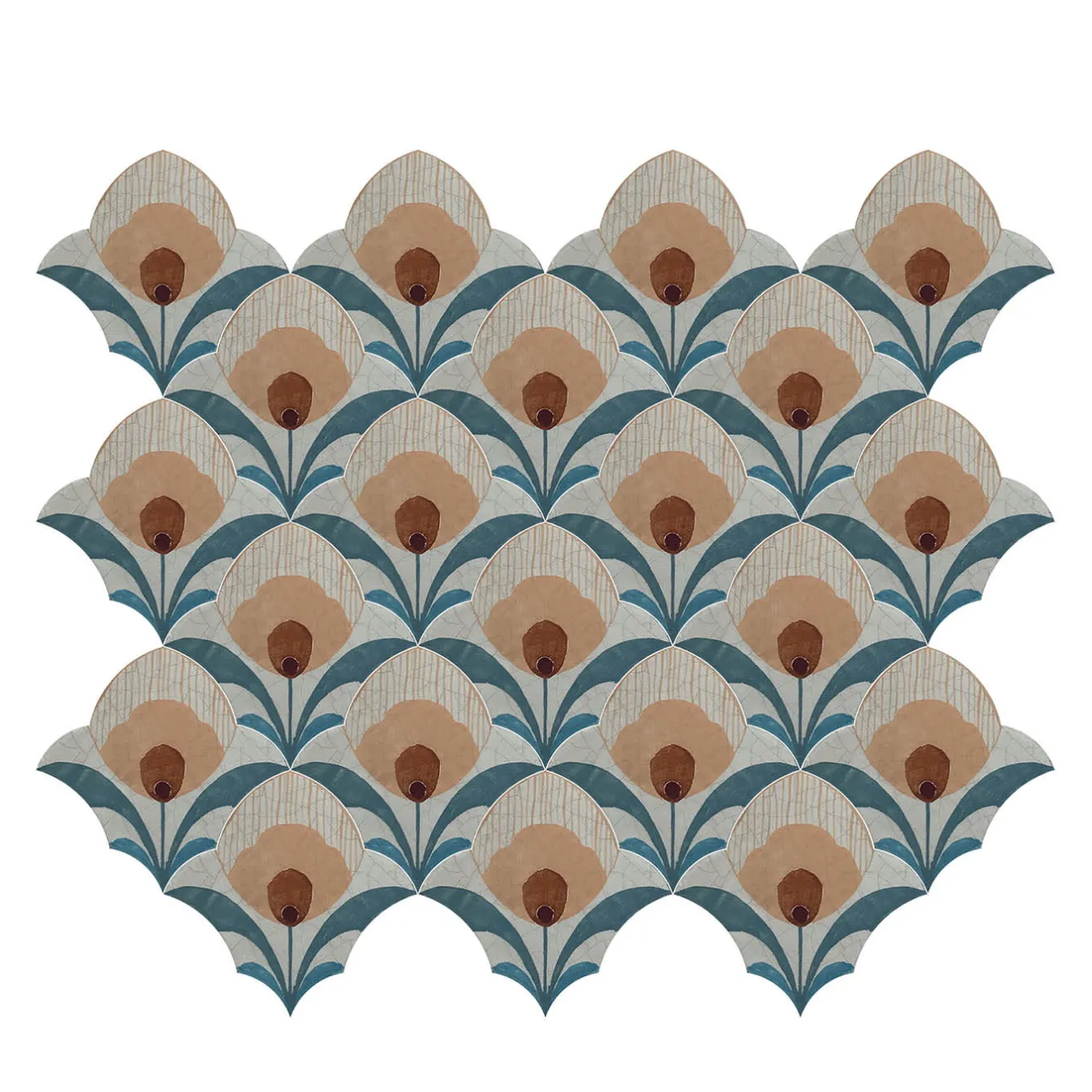 Studio Le Nid Composizione di Piastrelle in Ceramica Multicolore Karma con Motivo Floreale