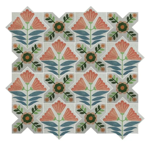 Studio Le Nid Composizione di Piastrelle in Ceramica Multicolore Armony con Motivo Floreale