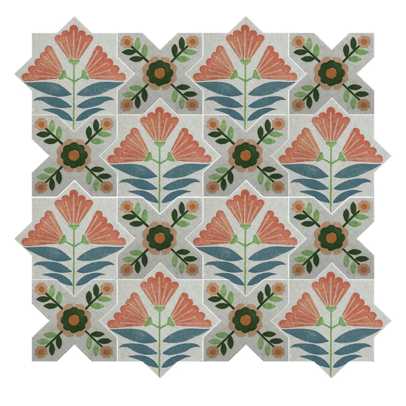 Studio Le Nid Composizione di Piastrelle in Ceramica Multicolore Armony con Motivo Floreale