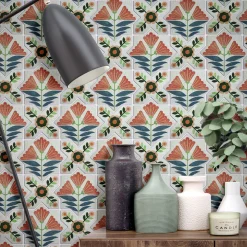 Studio Le Nid Composizione di Piastrelle in Ceramica Multicolore Armony con Motivo Floreale