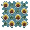 Studio Le Nid Composizione di Piastrelle in Ceramica Celeste Azzurro Chiaro con Motivo Floreale