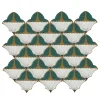 Studio Le Nid Composizione di Piastrelle in Ceramica Verde Zafferano con Motivo Floreale