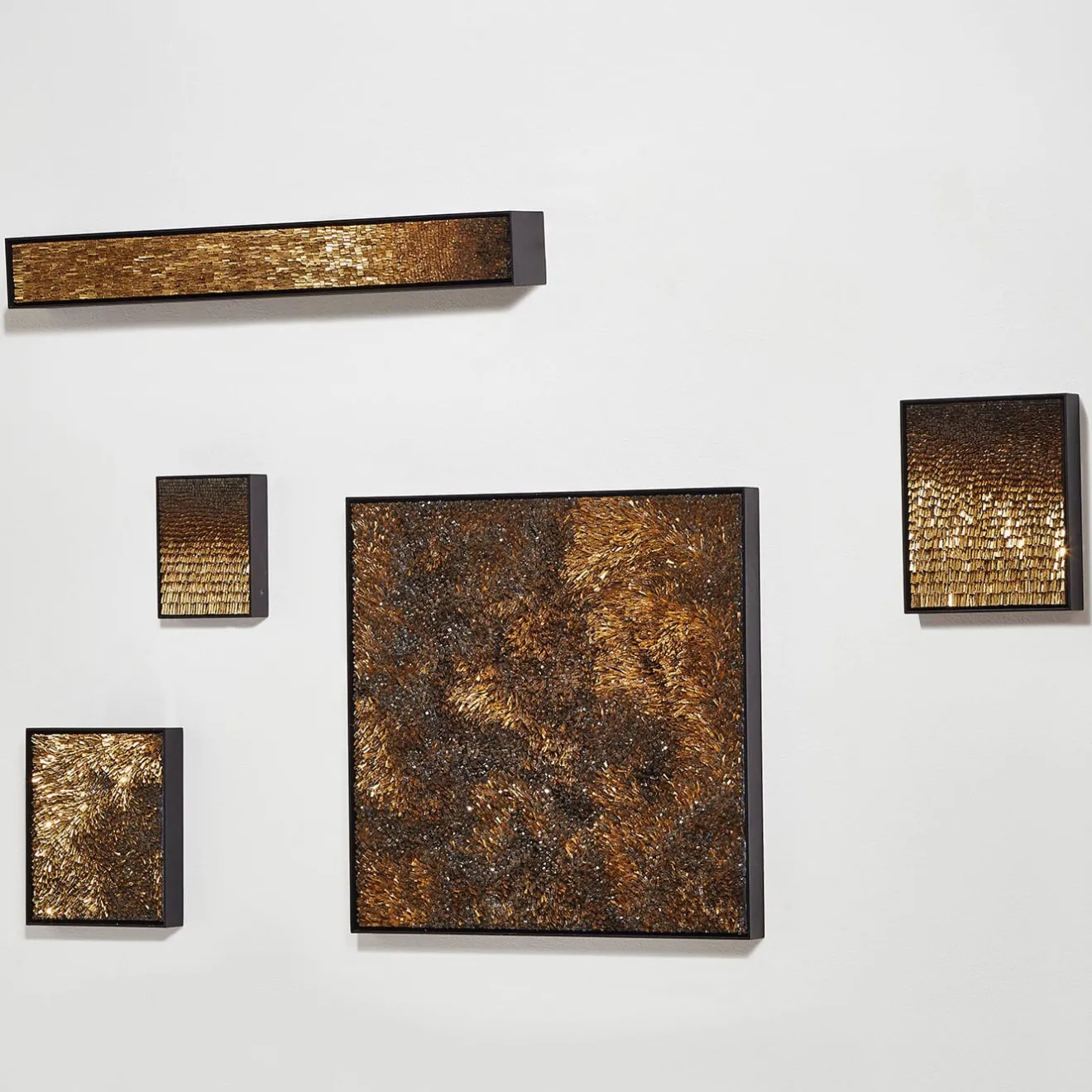 CaCO3 Studio Composizone N1 Set Di 5 Pannelli Decorativi In Vetro Oro