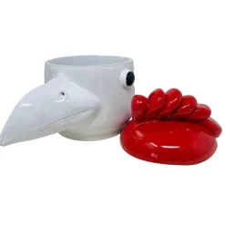 Freaklab Contenitore grande uccello rosso e bianco con coperchio