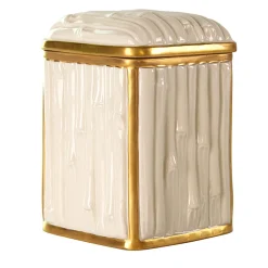 Villari CONTENITORE IN BAMBÙ - BIANCO E ORO