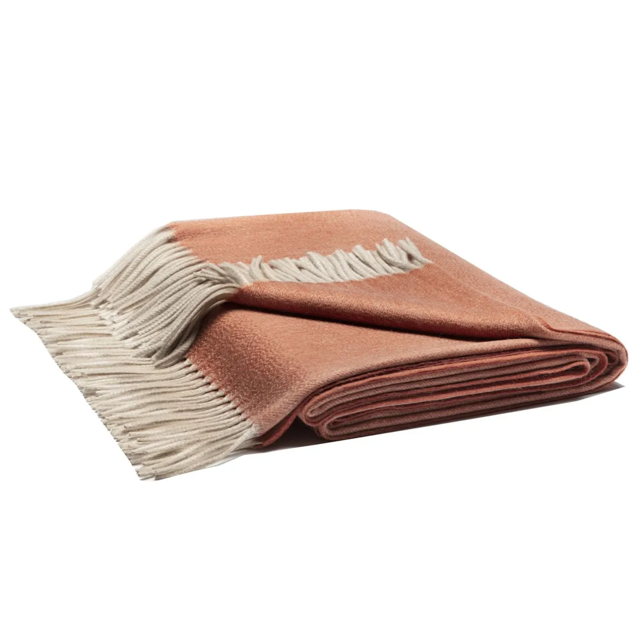 LO Decor Coperta arancione con frange Zibelline 100% cashmere