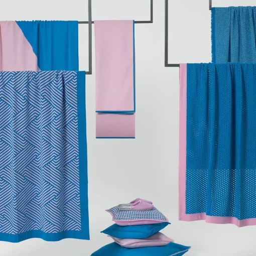 Masserano Cashmere Coperta Biella in pelle blu e rosa