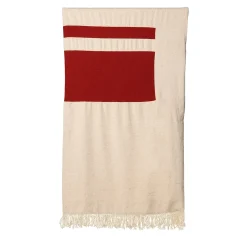 The House of Lyria Coperta Ciconi in lana e lino con frange beige e rosse