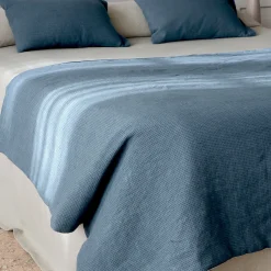 Once Milano Coperta di lino a pois blu chiaro