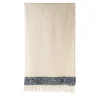 The House of Lyria Coperta Druig con frange beige e blu