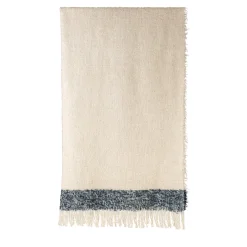 The House of Lyria Coperta Druig con frange beige e blu