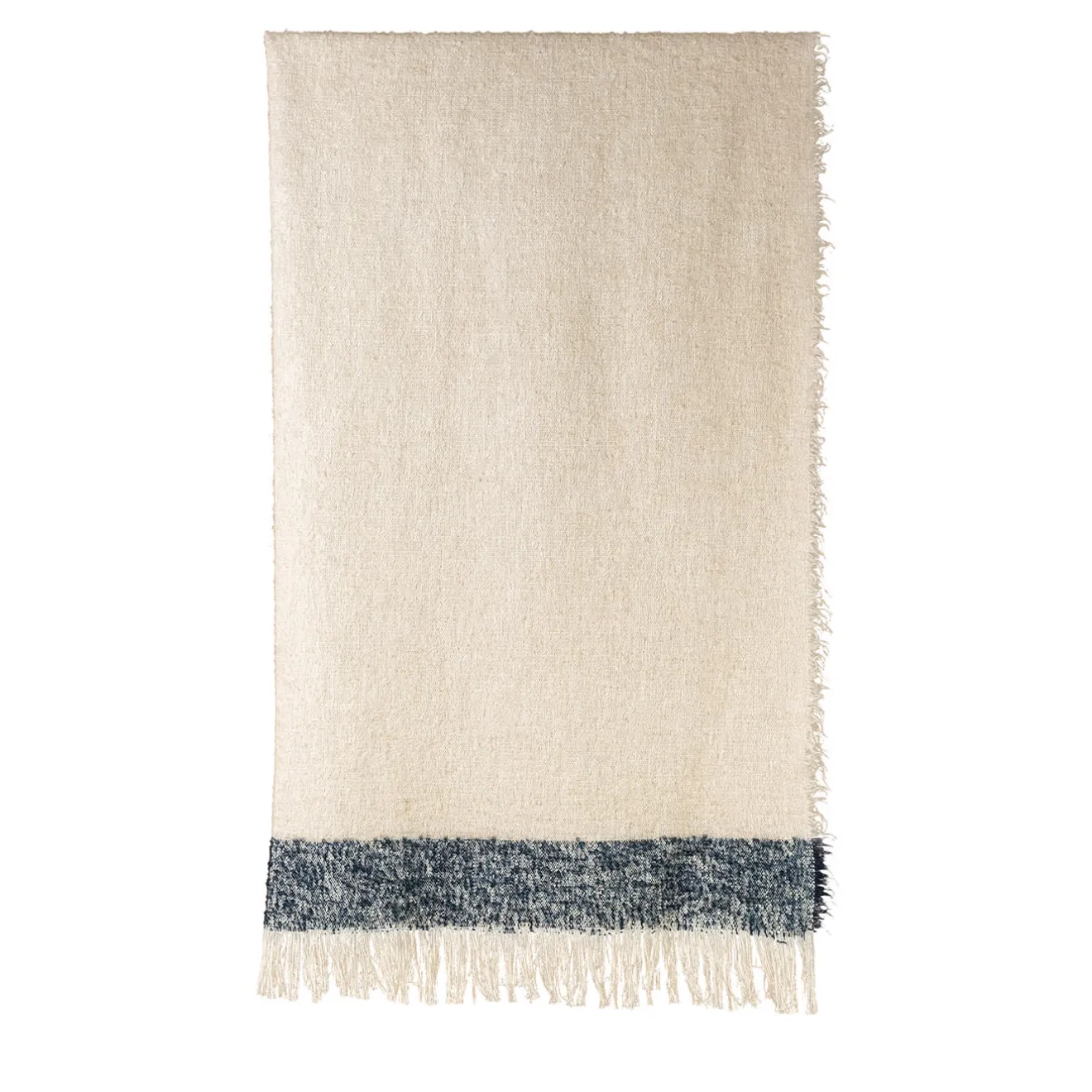 The House of Lyria Coperta Druig con frange beige e blu