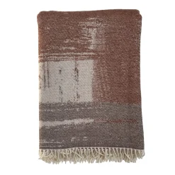 Villa Como Coperta Graffiti con frange marrone e beige