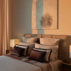 Villa Como Coperta Graffiti con frange marrone e beige