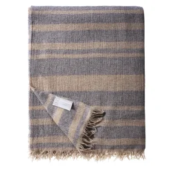 UnoCashmere Coperta in cashmere a righe color malva medio