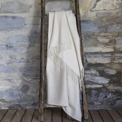 Alonpi Coperta piccola Melrose con frange bianche