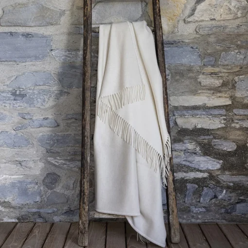 Alonpi Coperta piccola Melrose con frange bianche