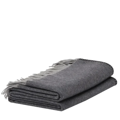 Alonpi Coperta piccola Melrose con frange grigie