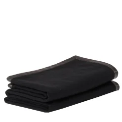 Alonpi Coperta piccola nera con orlo in pelle Salon