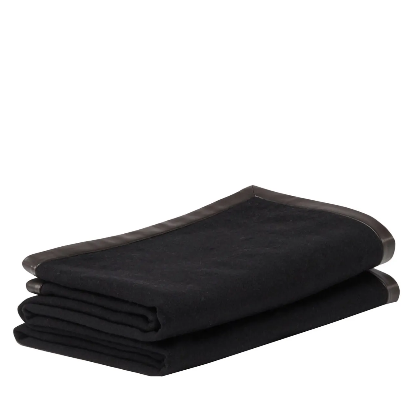Alonpi Coperta piccola nera con orlo in pelle Salon