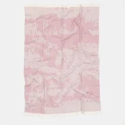 Villa Como Coperta rosa con frange effetto gesso