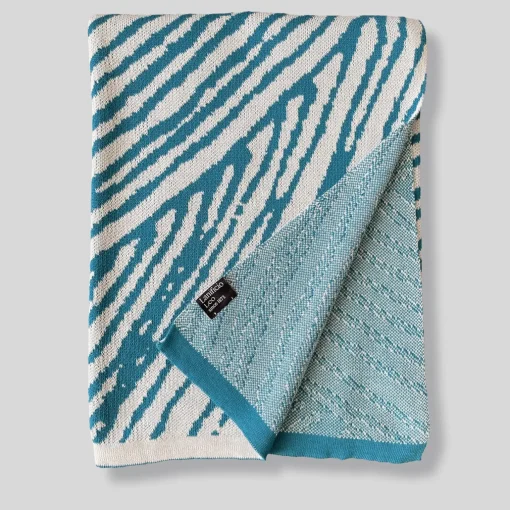 Lanificio Leo Coperta Tratto Bio Teal & White di Emilio Salvatore Leo