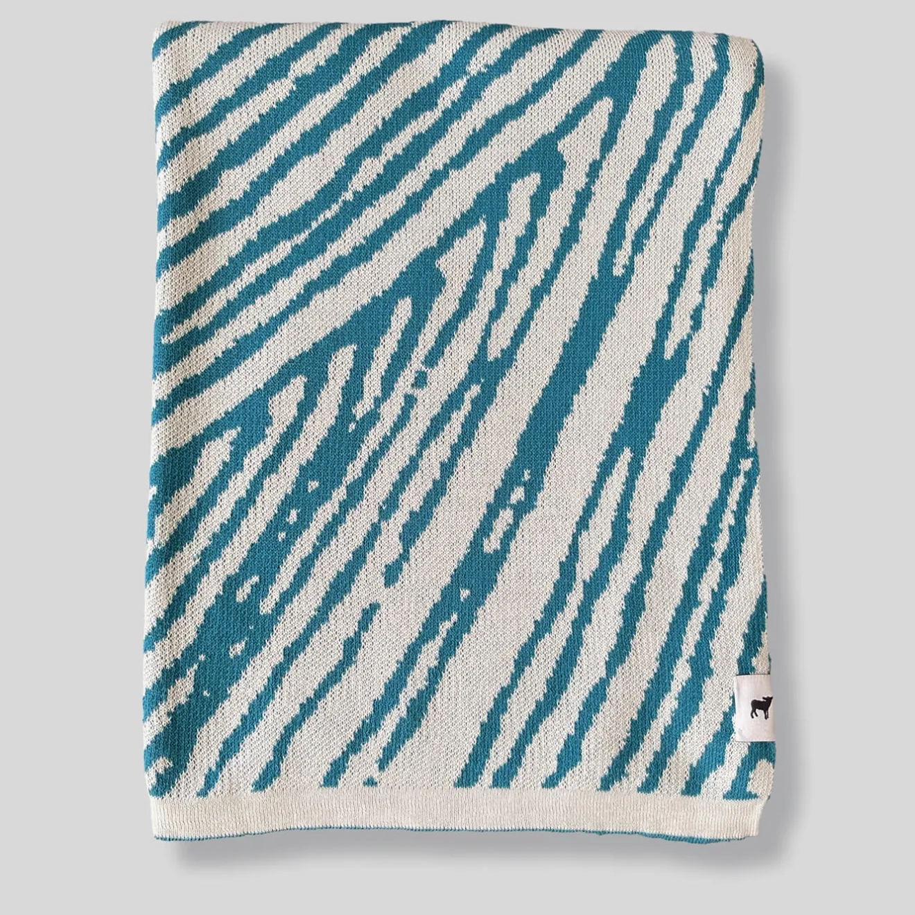 Lanificio Leo Coperta Tratto Bio Teal & White di Emilio Salvatore Leo