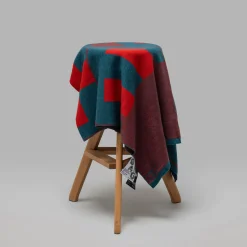 Lanificio Leo Coperta Viceversa Rossa e Blu in Lana Merino