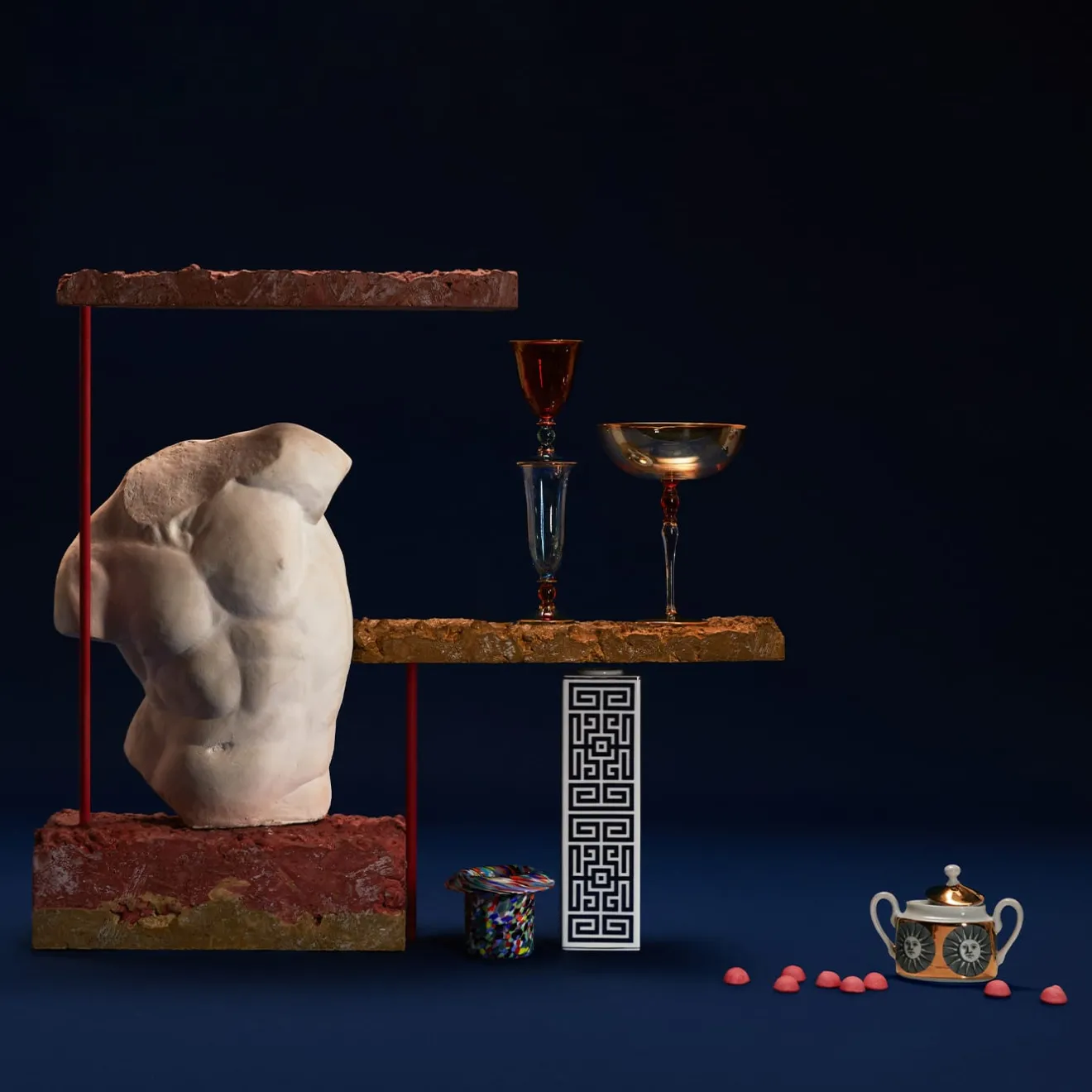 Griffe Montenapoleone by Vetrerie di Empoli Coppa Arlecchino su stelo medio