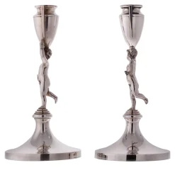 Argentiere Pagliai Coppia di candelieri Pitti in argento sterling