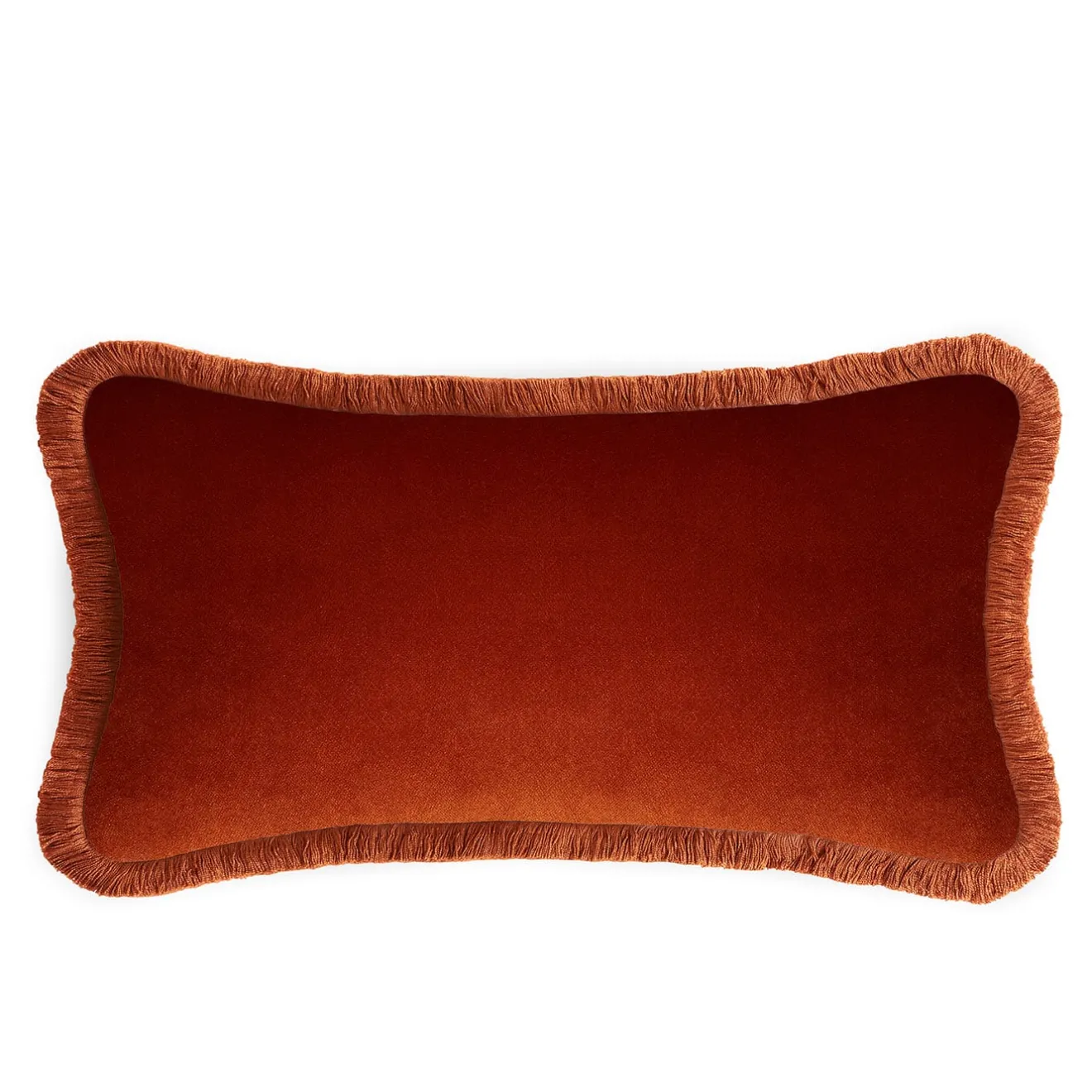 LO Decor Coppia di cuscini Happy in velluto bianco e rosso mattone a rettangolo
