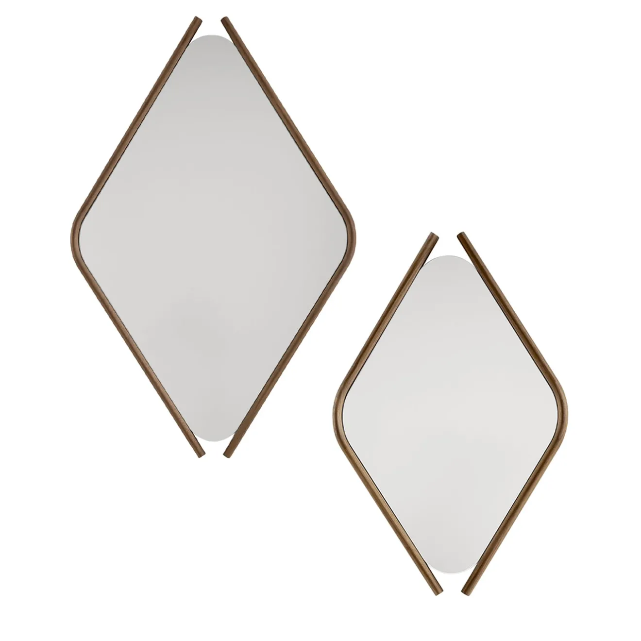 Morica Design Coppia di specchi in legno Eye Bis con cornice in legno massiccio di noce